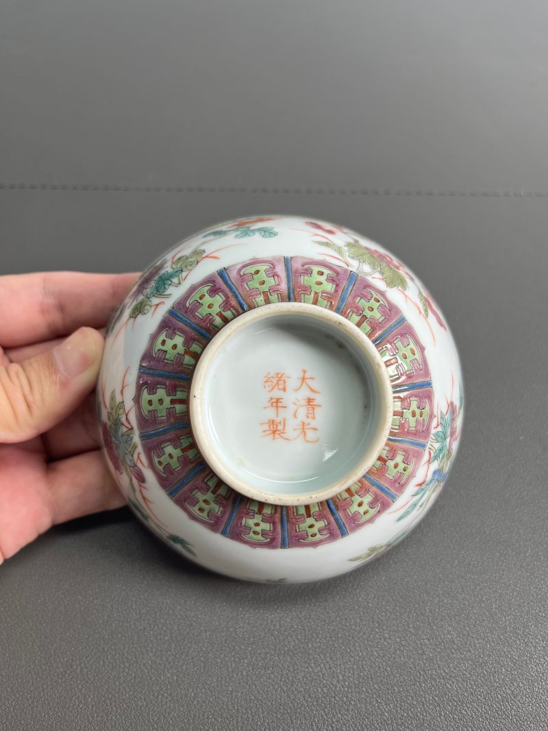 清光绪  粉彩折枝花卉纹碗 - 图11
