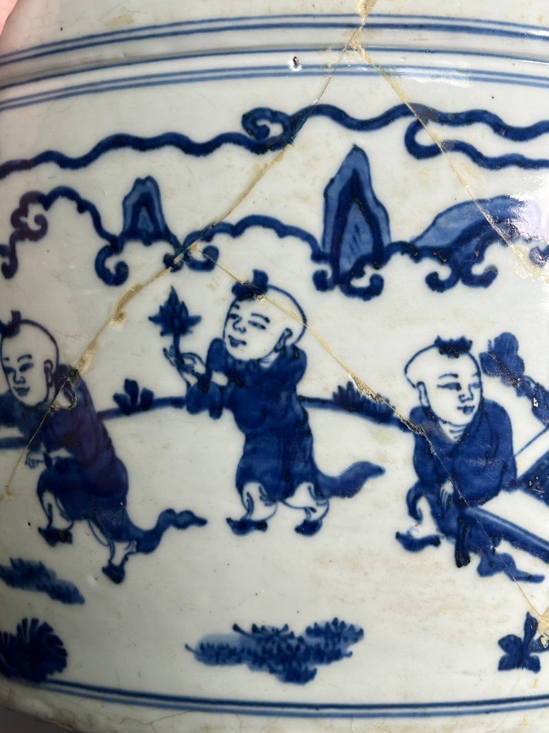 明嘉靖  青花 " 十六子闹春 " 图大缸 - 图20