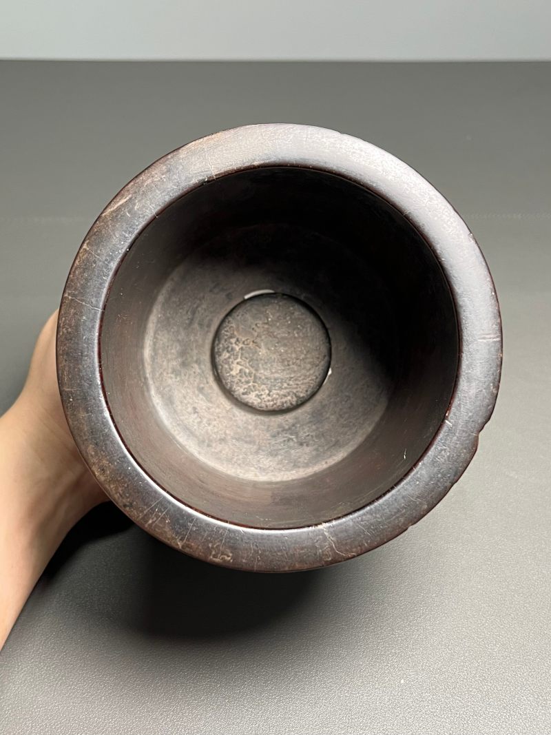 清早期  海南黄花梨束腰笔筒 - 图7
