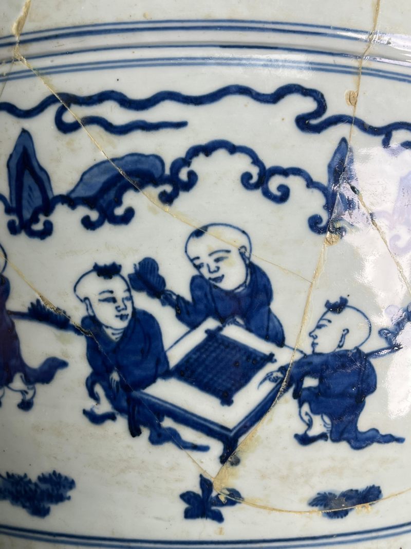 明嘉靖  青花 " 十六子闹春 " 图大缸 - 图21