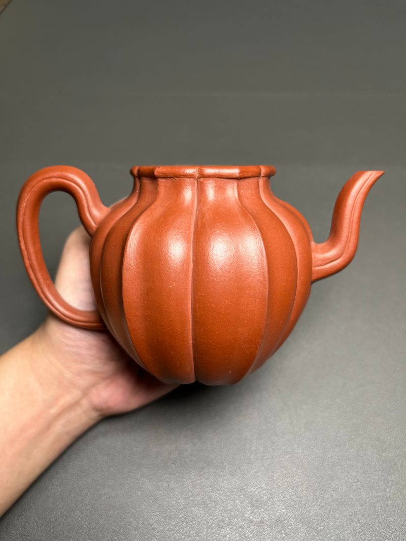 清 朱泥高菱花壶 - 图8