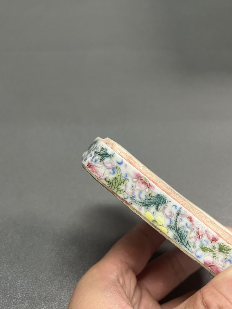 民国  粉彩繁花纹盖砚 - 图11