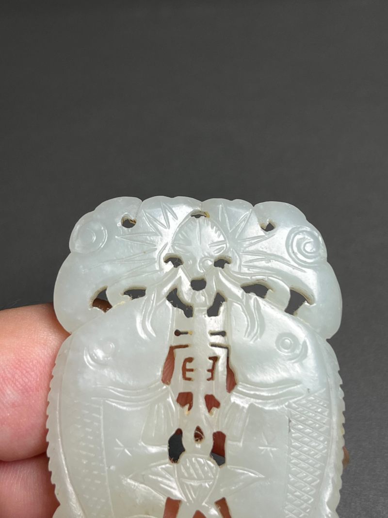 清乾隆  白玉雕“吉庆有余”玉佩 - 图4