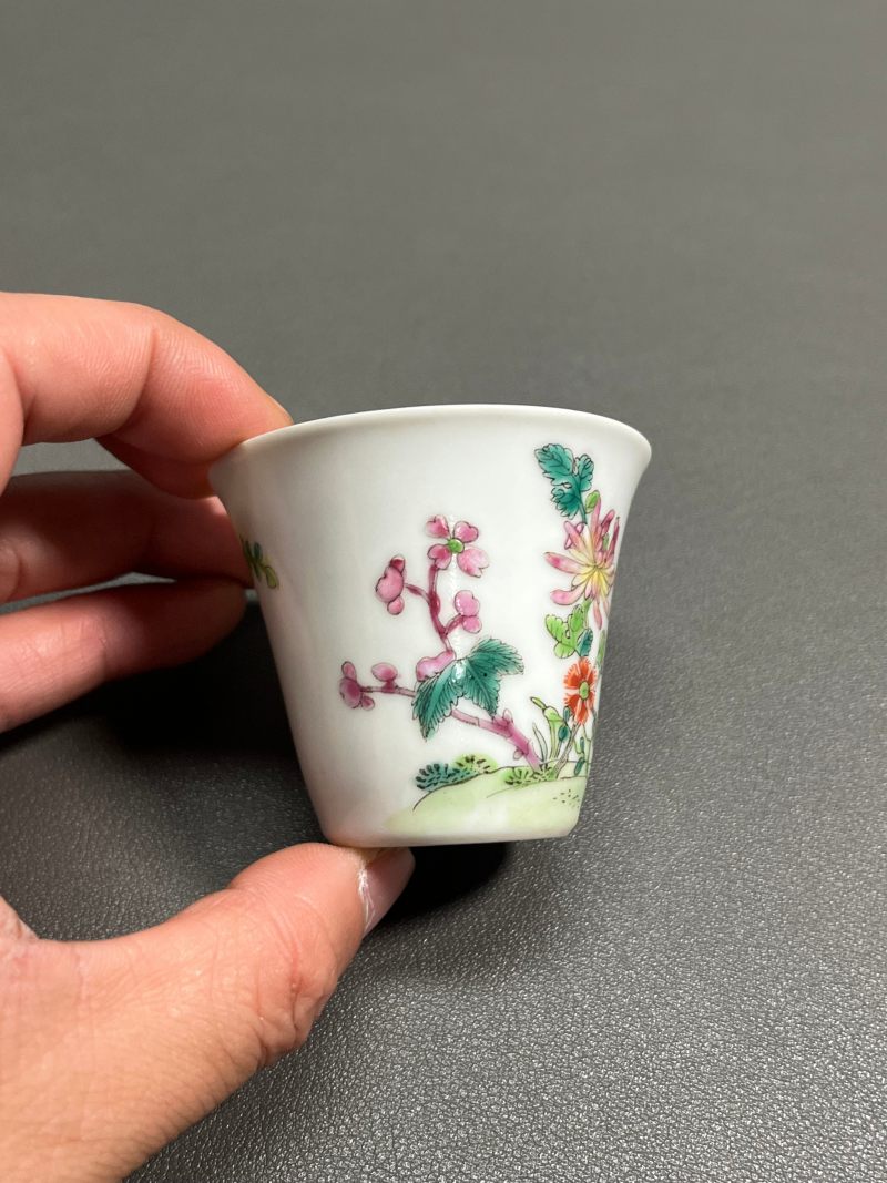 清道光  粉彩花卉纹杯（一对） - 图6