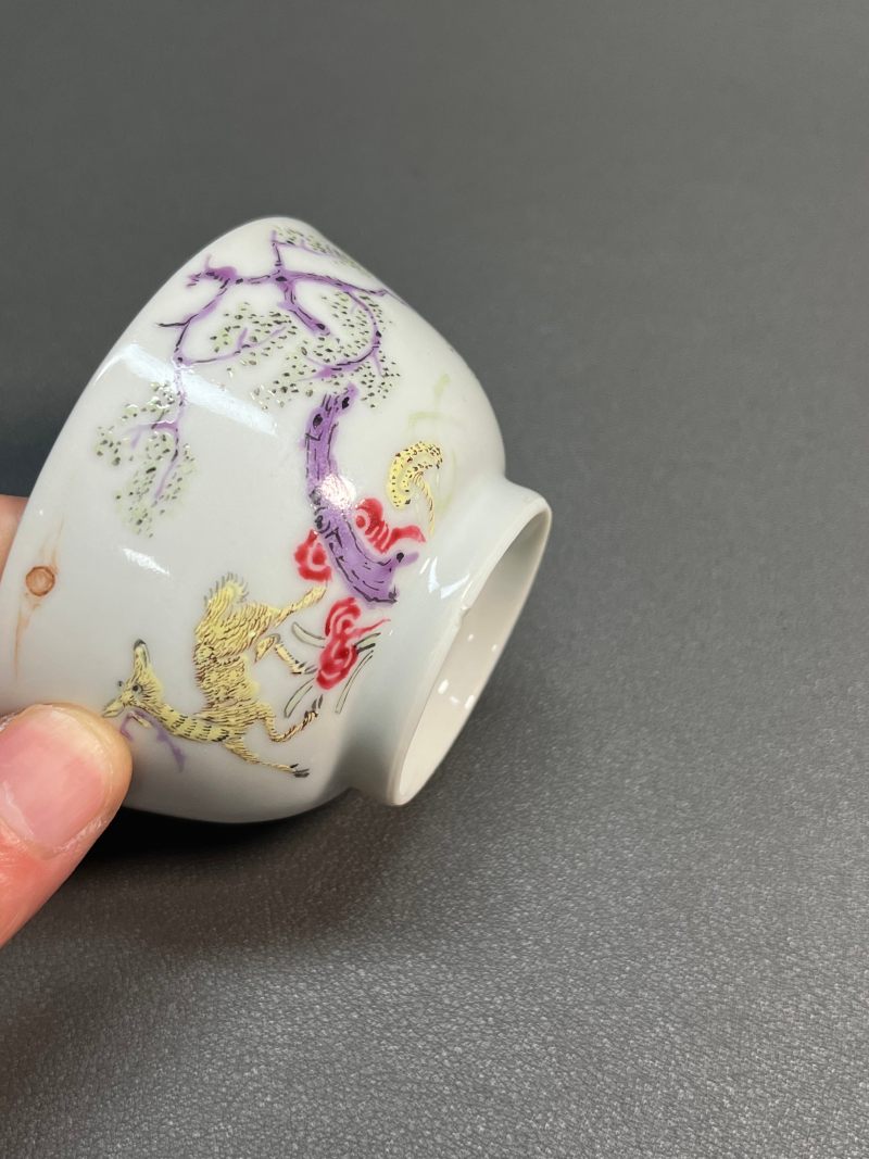 清雍正  粉彩鹤鹿同春杯 - 图13