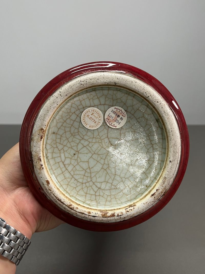 清康熙 郎窑红釉观音尊 - 图13