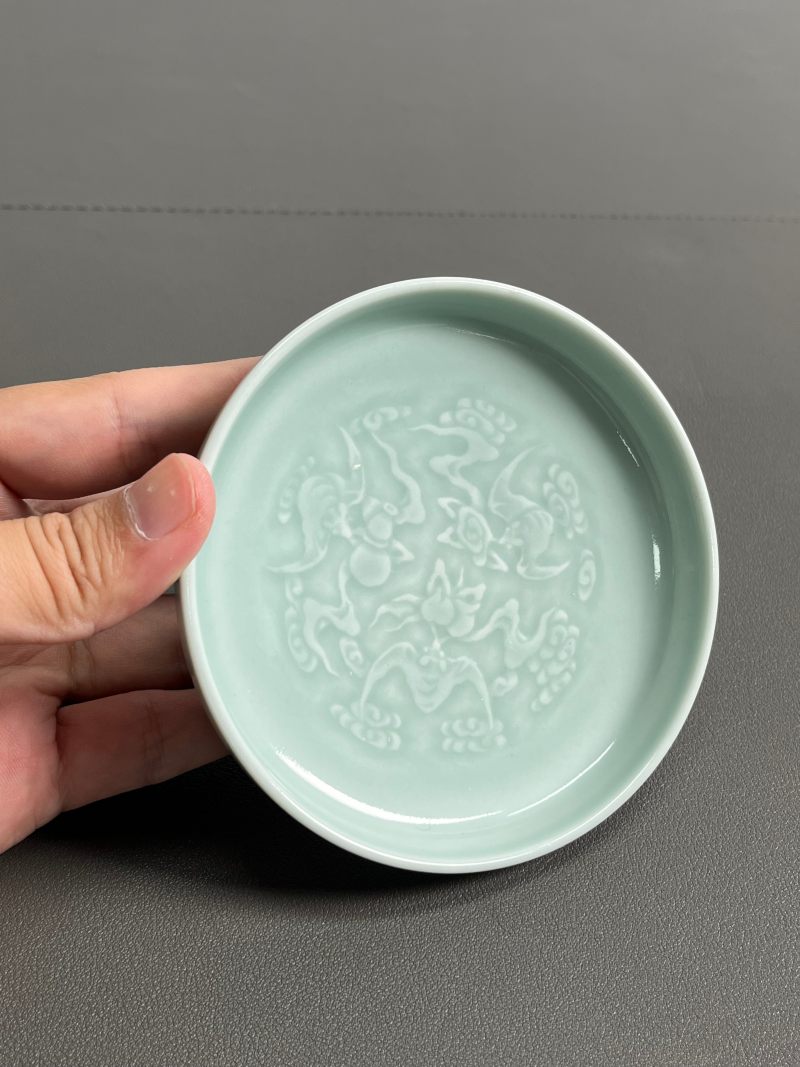 清晚期  粉青釉模印福禄镗锣洗 - 图5
