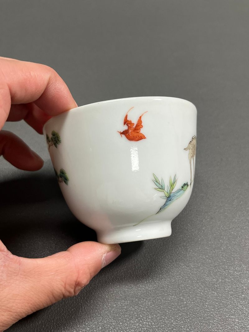 清道光  粉彩鹤鹿同春图杯 - 图6