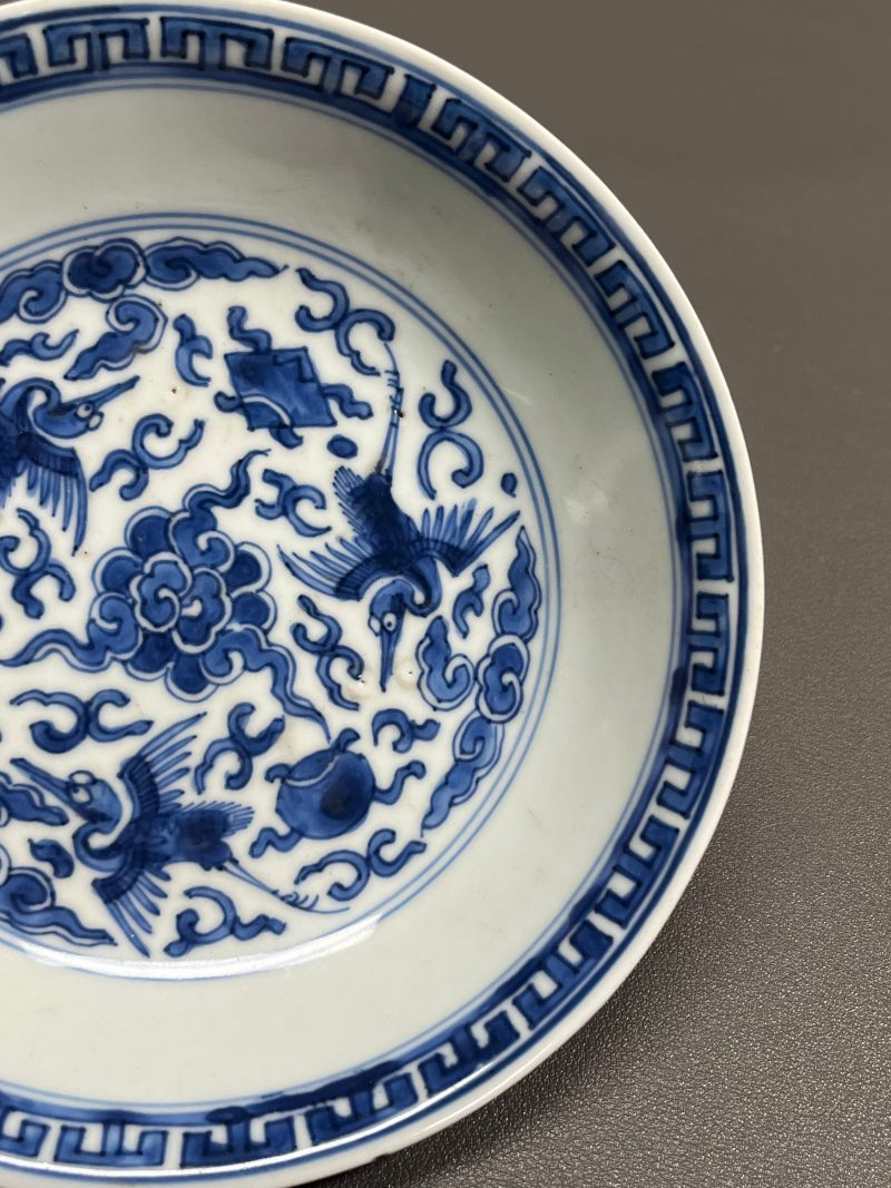 清康熙 青花云鹤纹盘 - 图6