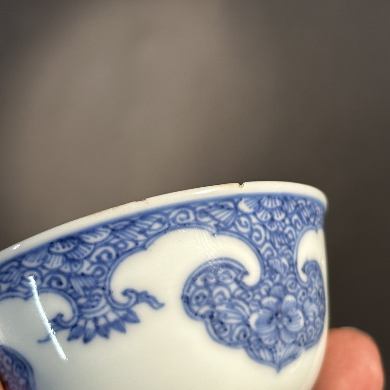 清康熙 青花花卉纹杯 - 图8