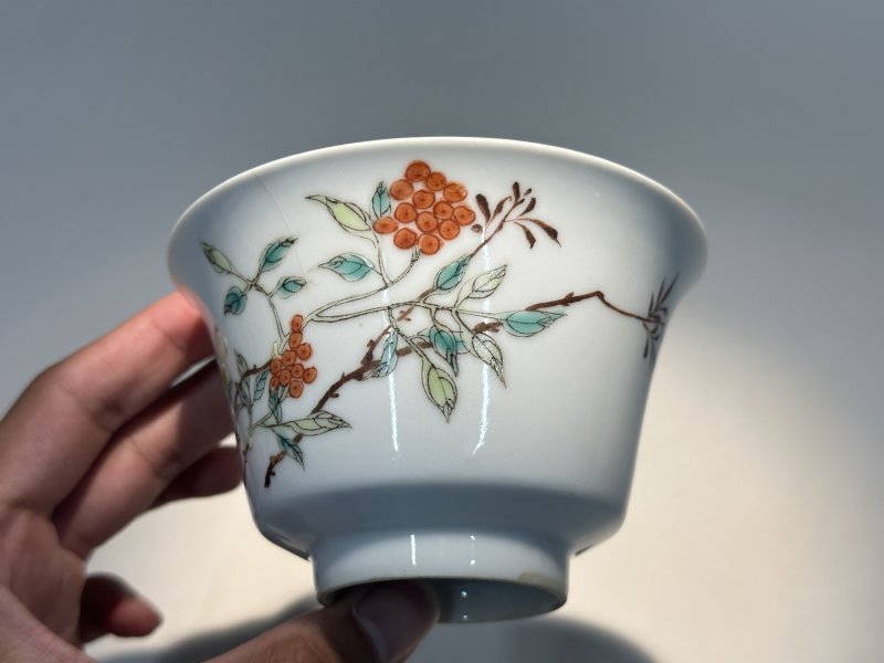 清宣统 粉彩花鸟纹碗 - 图4