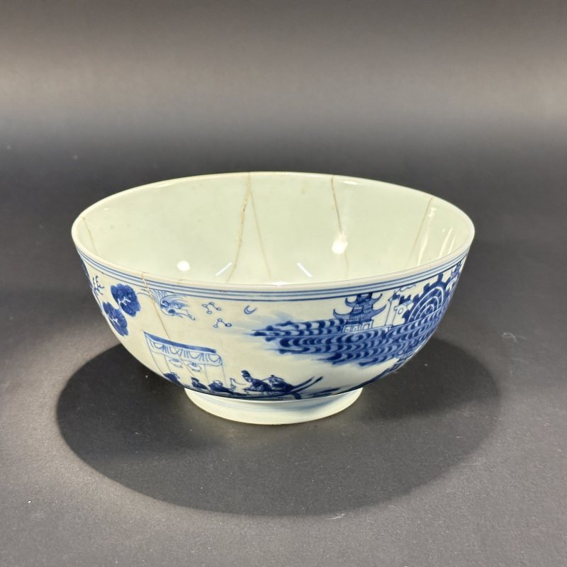 清雍正 青花赤壁赋诗文碗 - 图3
