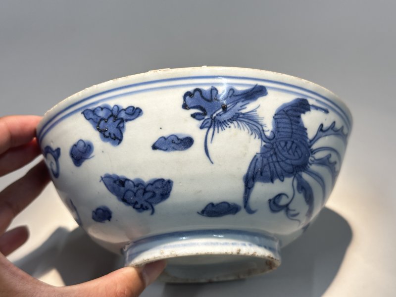 明万历 青花龙凤纹碗 - 图7