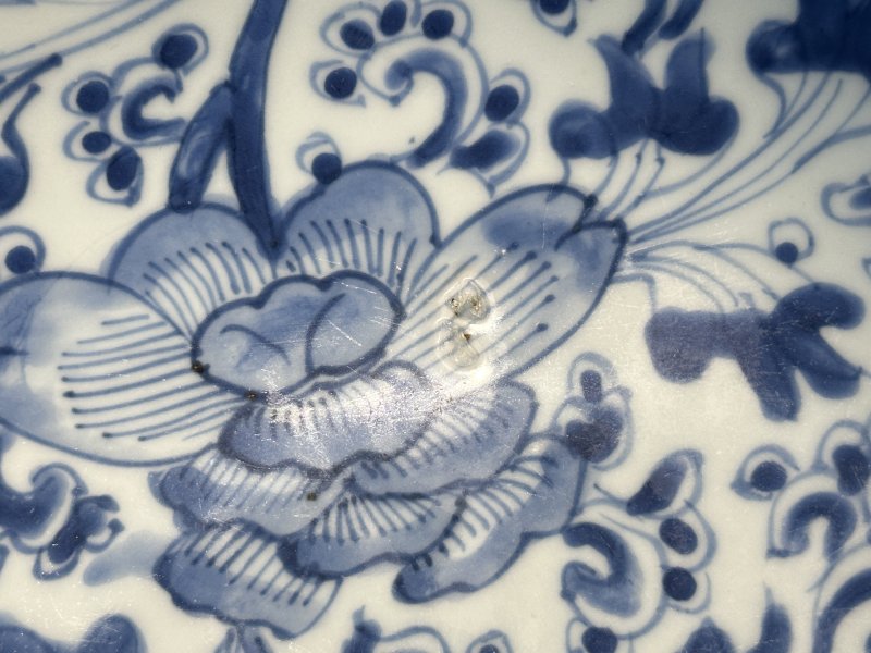 清康熙 青花缠枝莲纹大盘 - 图3