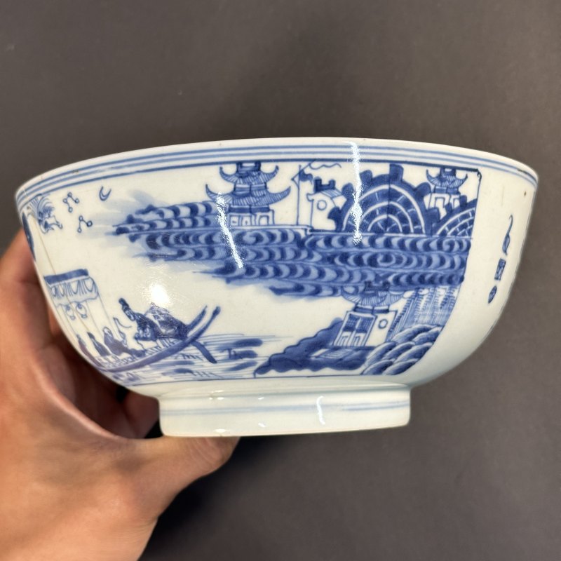 清雍正 青花赤壁赋诗文碗 - 图5