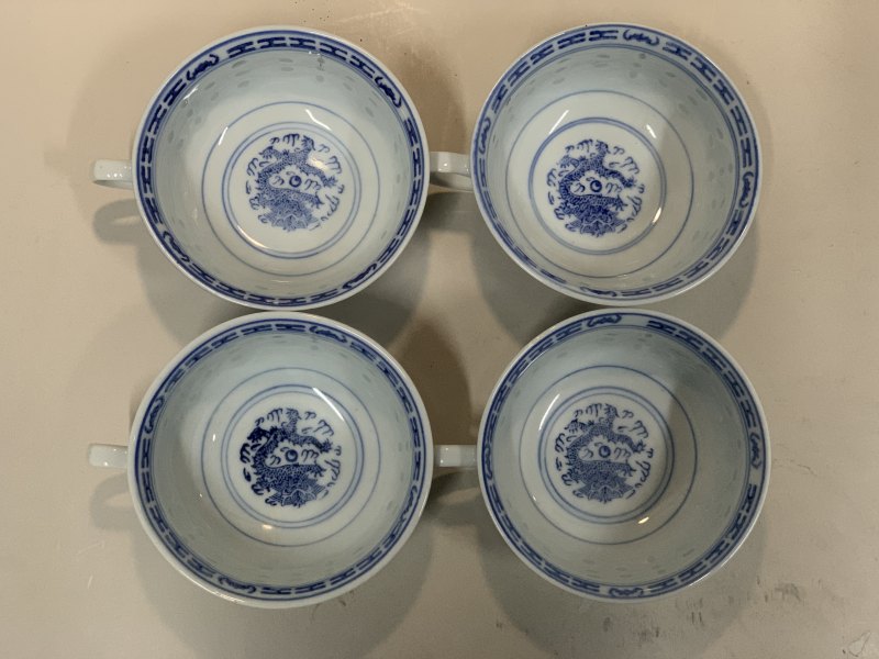 二十世纪五十年代 青花玲珑瓷杯碟一套 - 图3