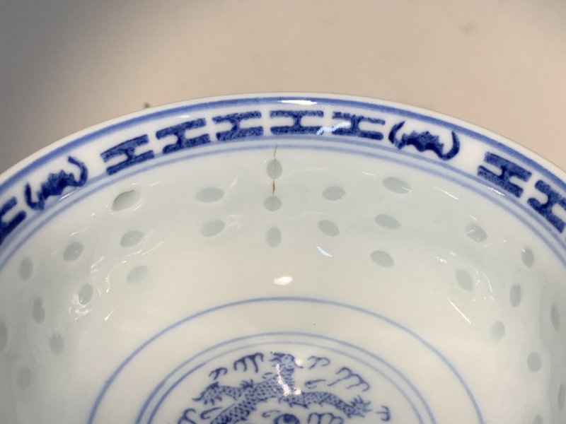 二十世纪五十年代 青花玲珑瓷杯碟一套 - 图8