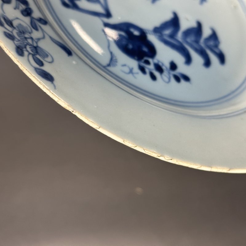 清康熙 青花竹石芭蕉纹折沿盘 - 图5