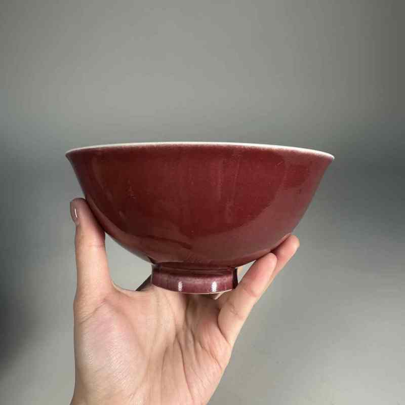 清雍正 霁红釉碗 - 图8