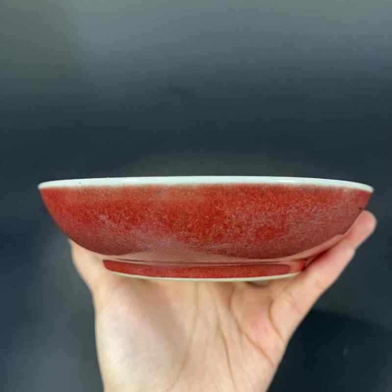清康熙 霁红釉盘 - 图2