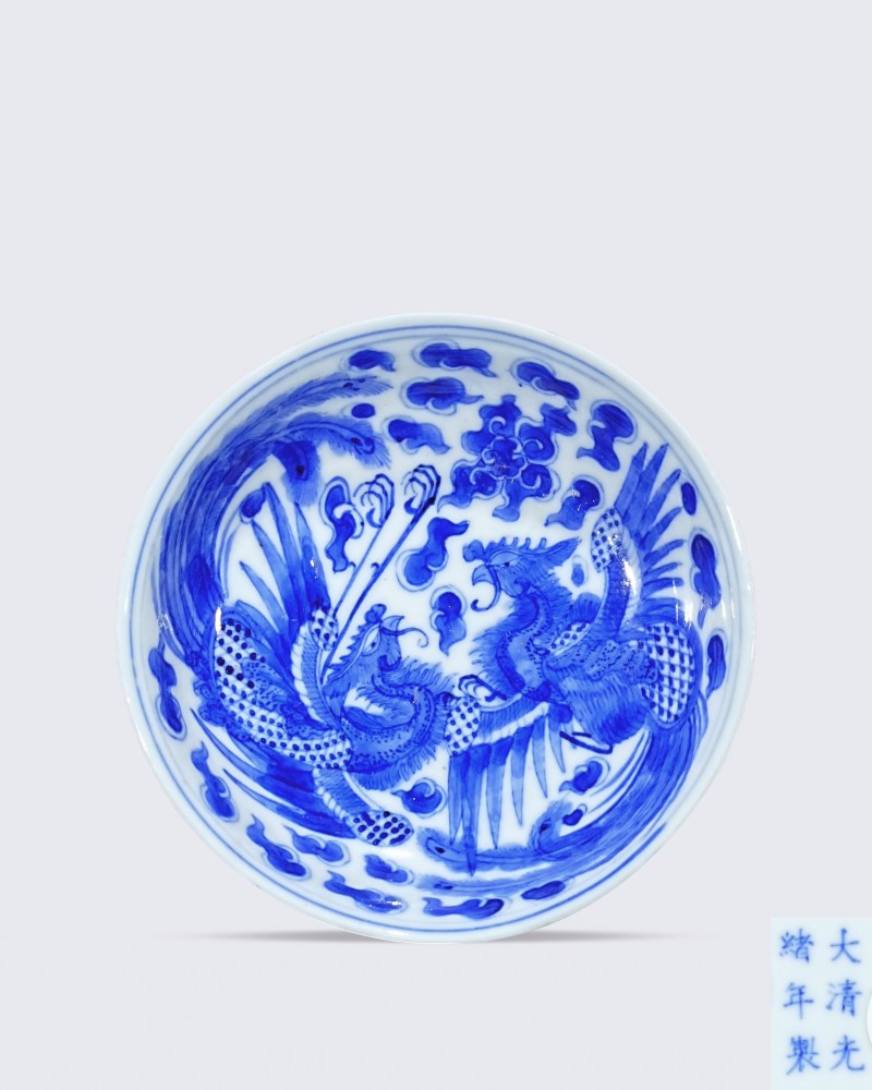 清 青花双凤纹盘