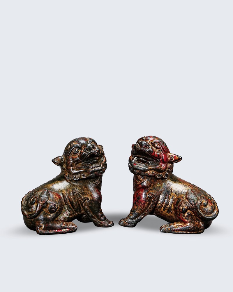 明 铜鎏金瑞兽（一对）