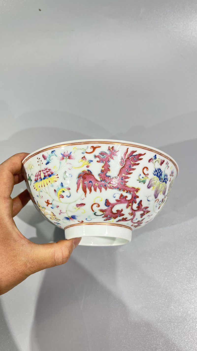 清光绪 粉彩夔凤穿花纹碗 - 图5