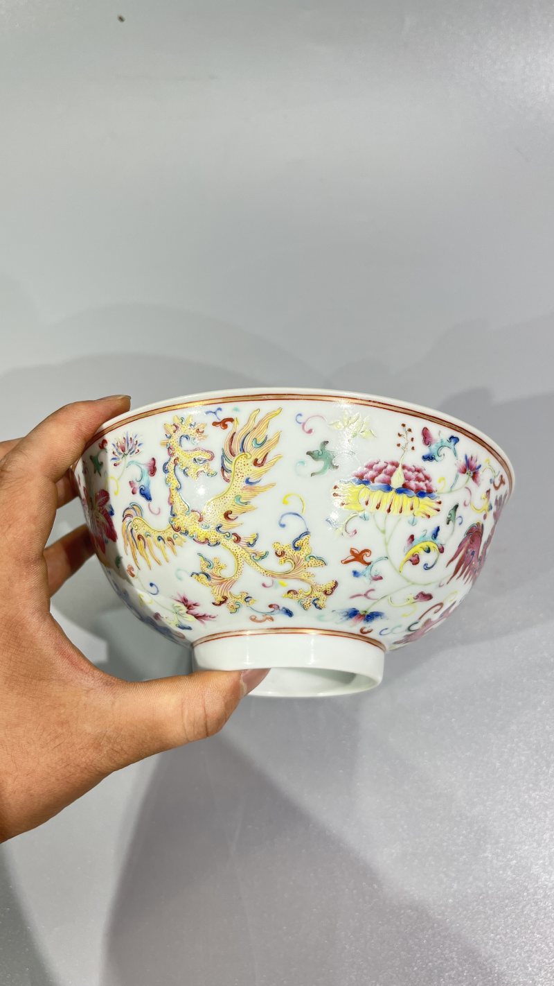 清光绪 粉彩夔凤穿花纹碗 - 图6