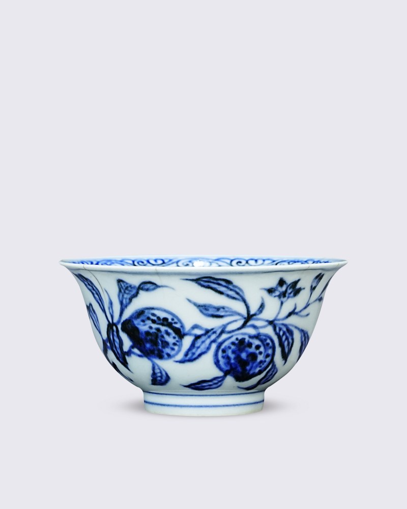 明永乐 青花折枝桃纹杯 - 图1