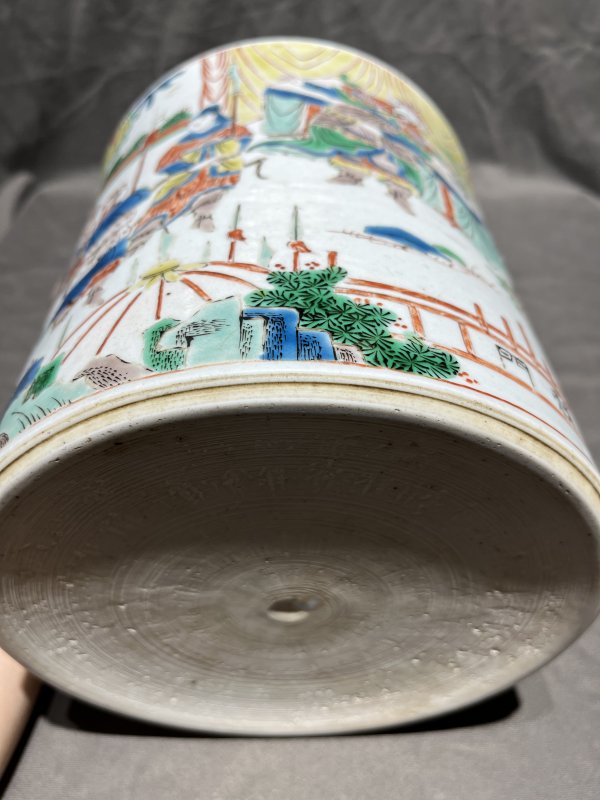 清早期 五彩人物故事图大笔筒 - 图8