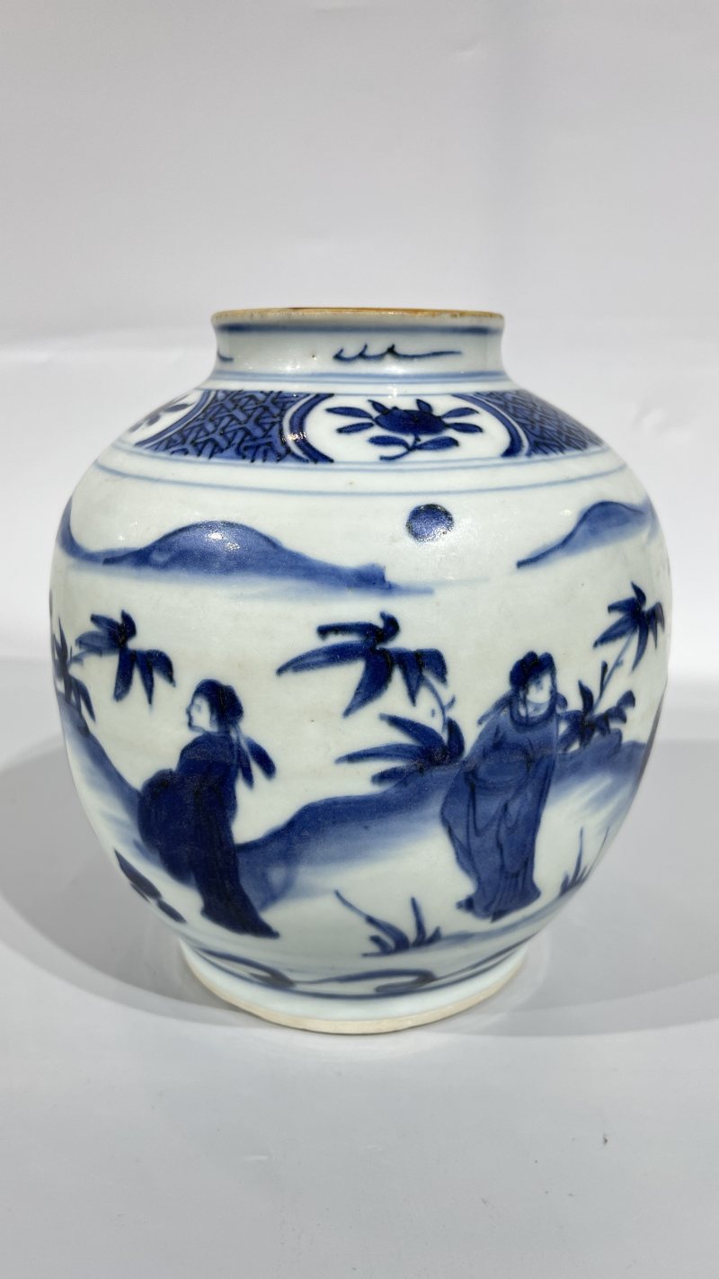 明 青花高士人物纹罐 - 图3