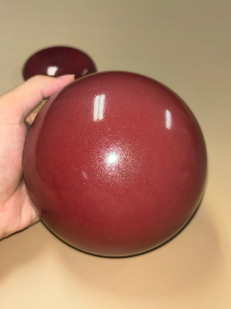 清雍正 霁红釉围棋罐 - 图9