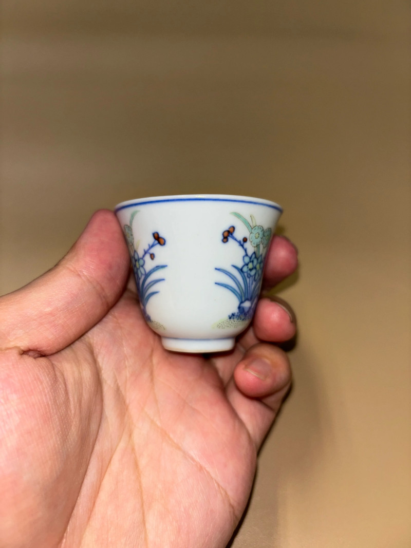 清光绪 斗彩水仙纹杯 - 图3
