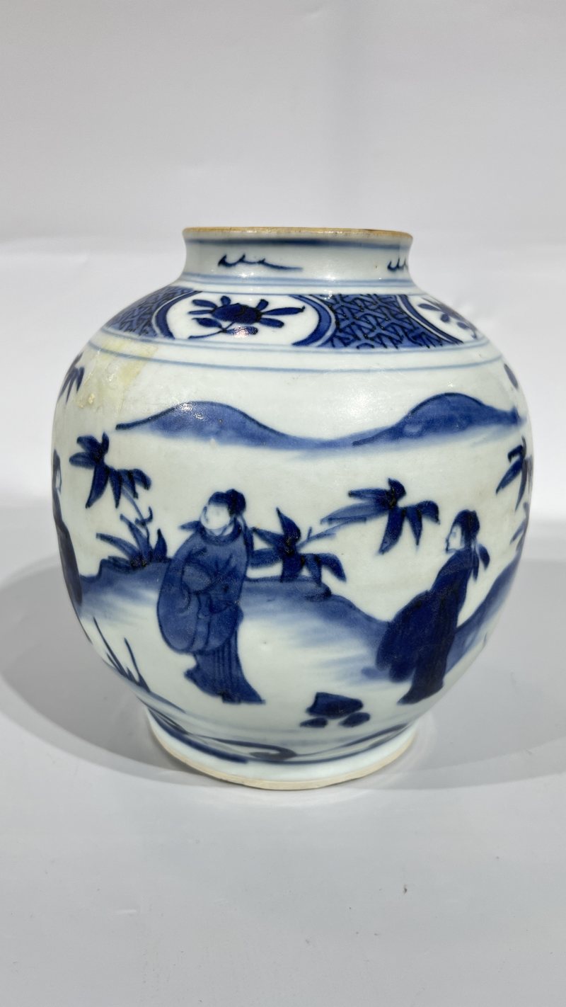 明 青花高士人物纹罐 - 图4