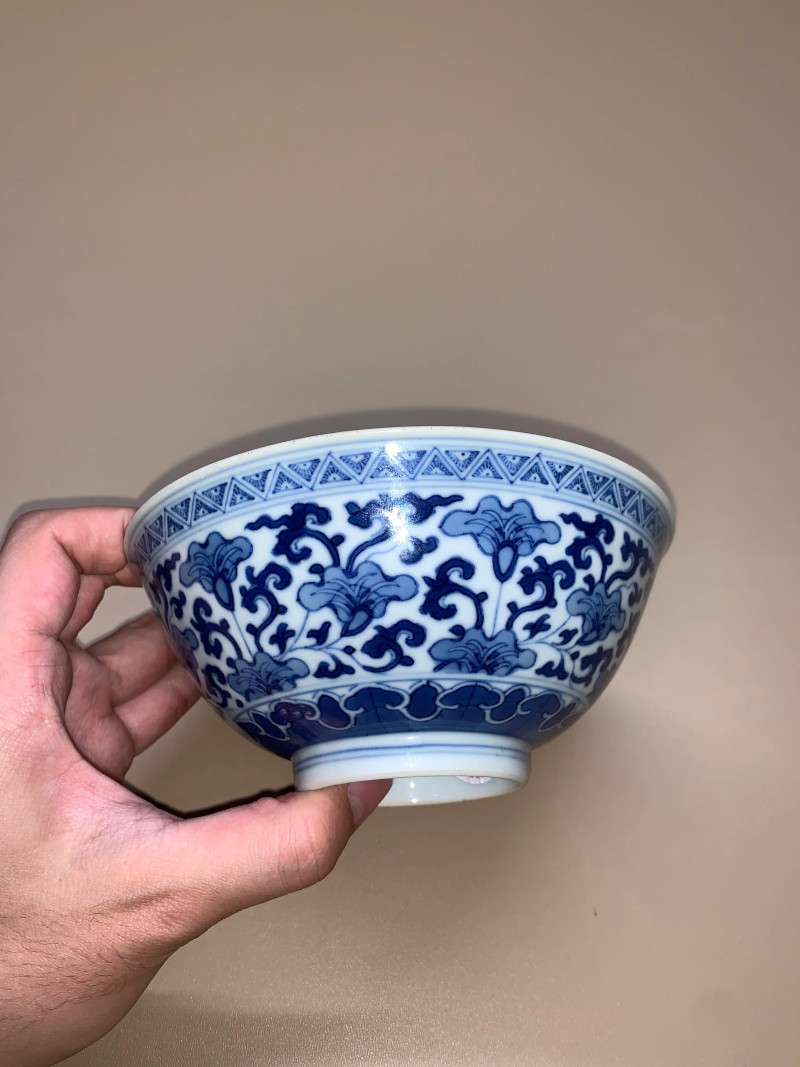 清道光 青花木樨花纹碗 - 图4