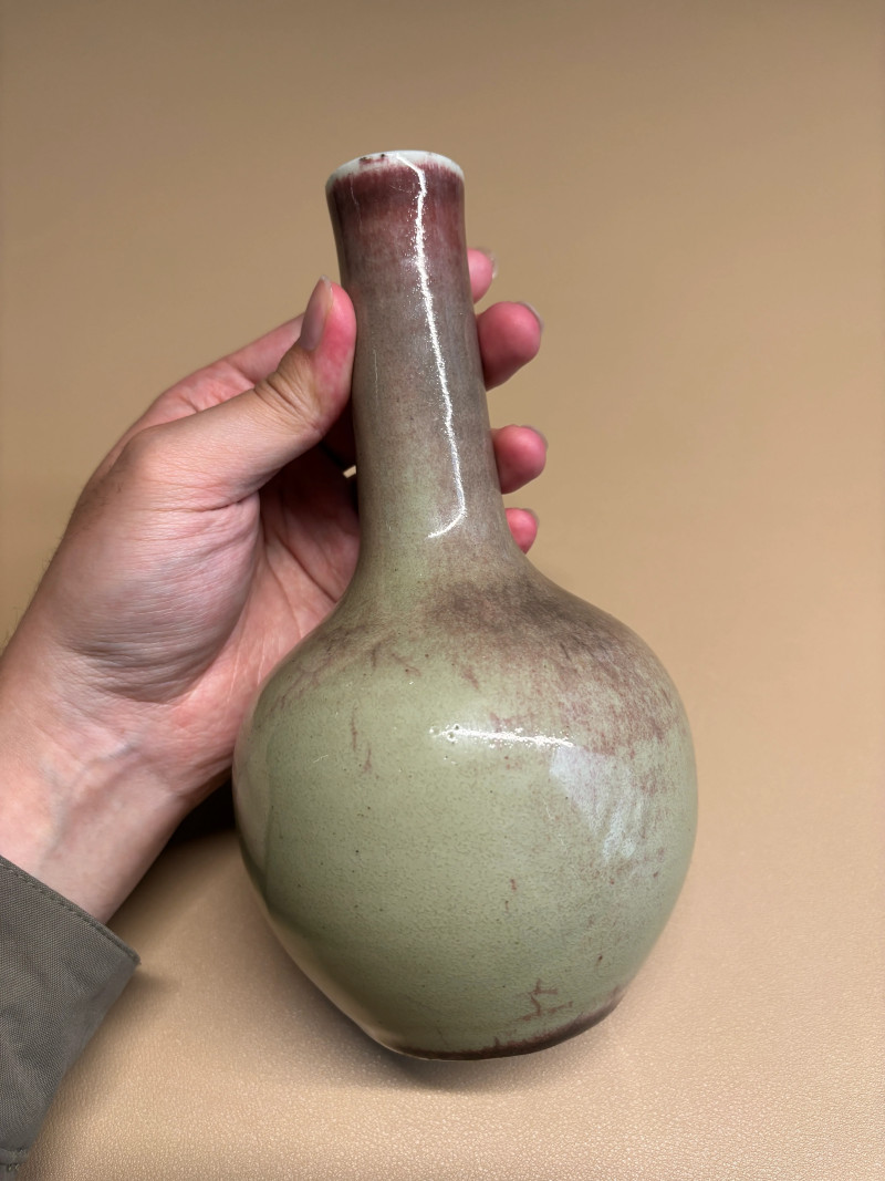清康熙 豇豆红釉天球瓶 - 图6
