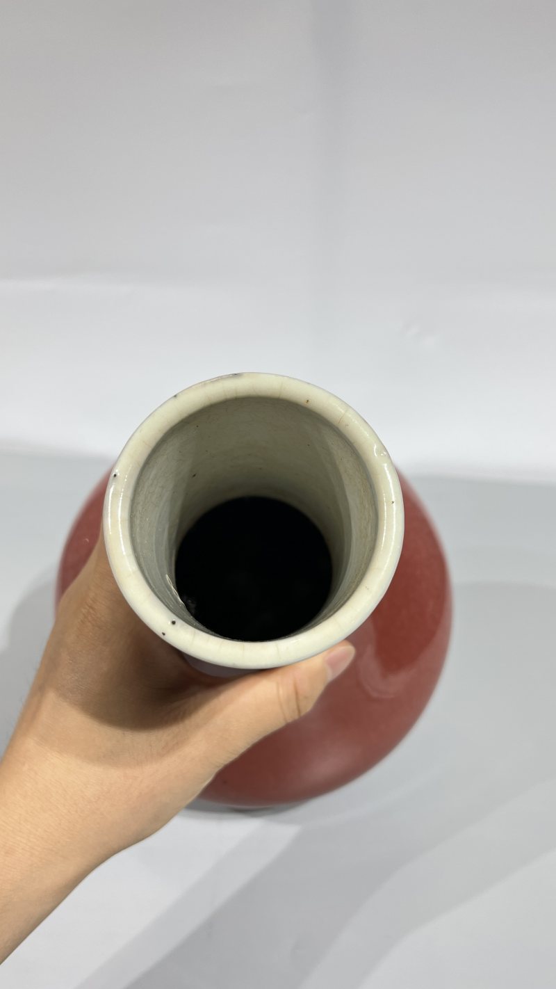 清中期 郎红釉荸荠瓶 - 图6