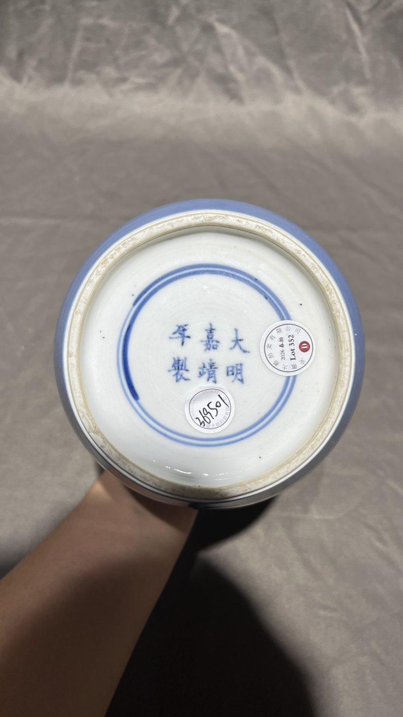 清康熙 洒蓝釉直颈瓶 - 图5