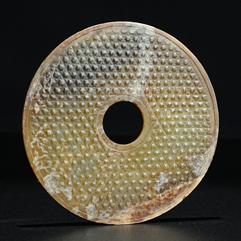 明 蒲纹红沁玉璧 - 图2