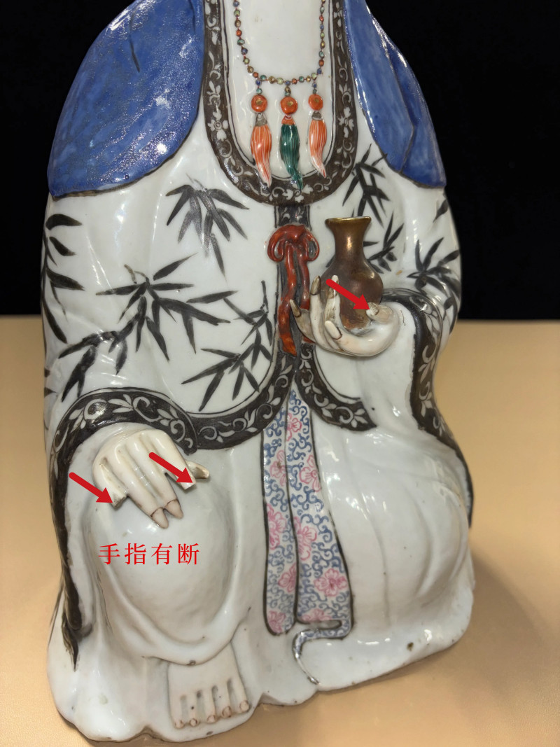 清乾隆 粉彩观音坐像 - 图8