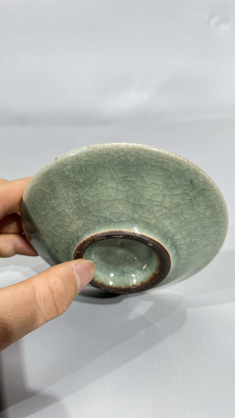 明早期 翠青仿官釉笔掭 - 图4