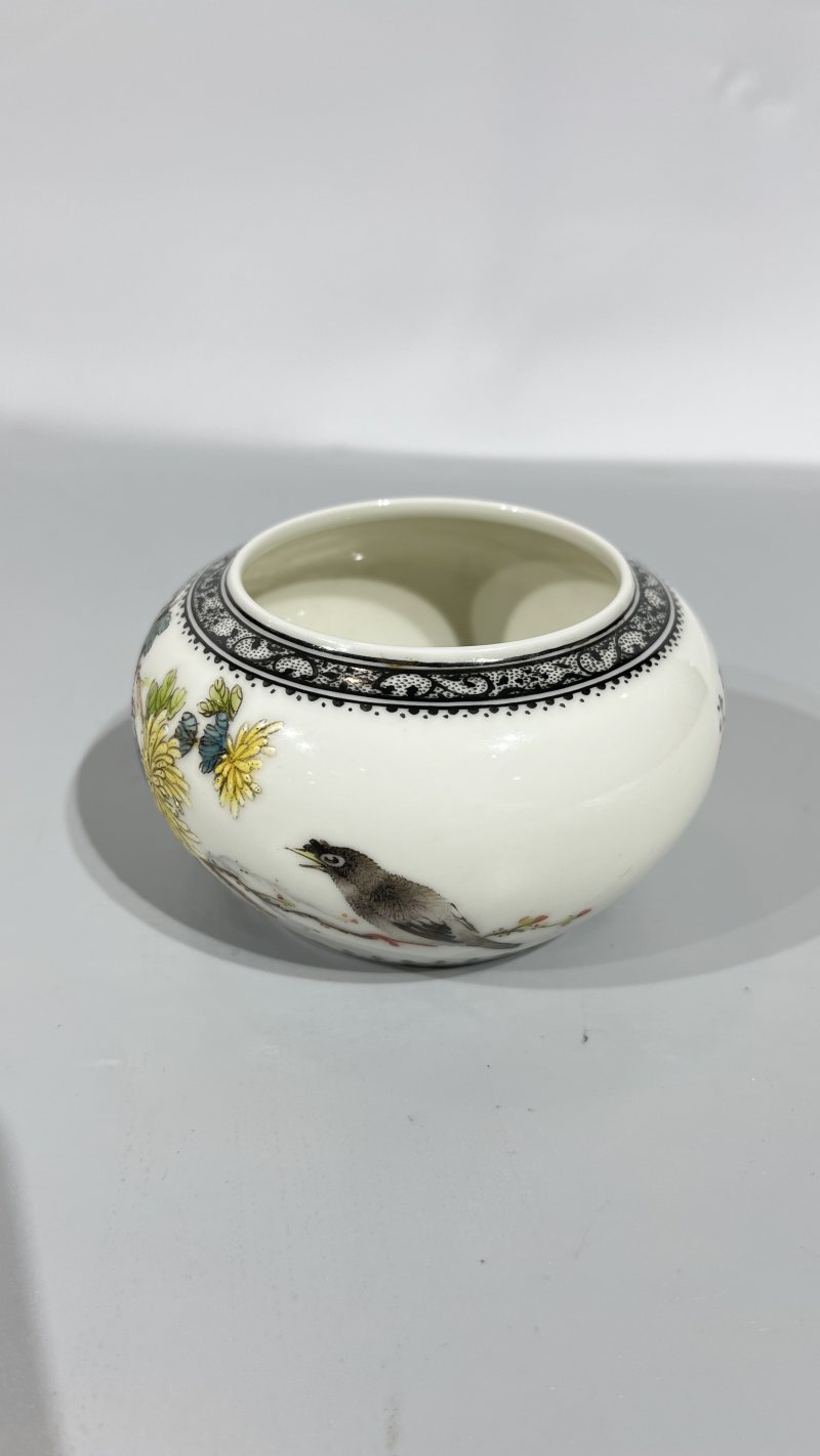 邓肖禹 新粉彩花鸟室温水盂 - 图3