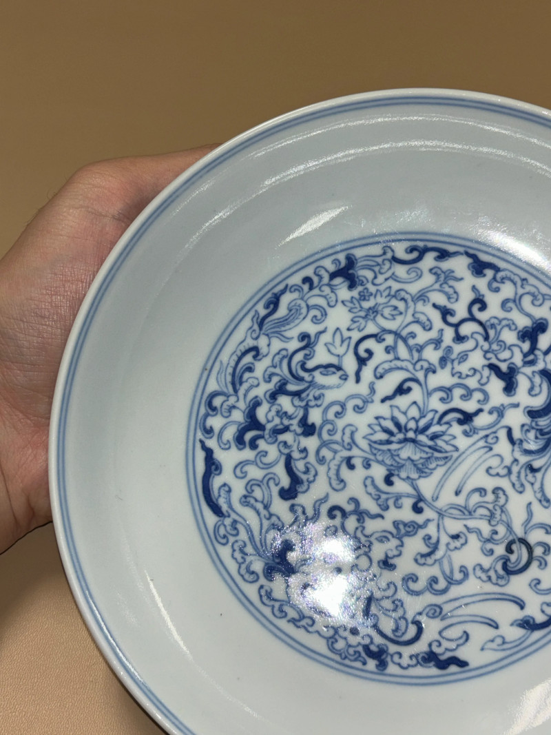清道光 青花缠枝花卉纹盘 - 图3