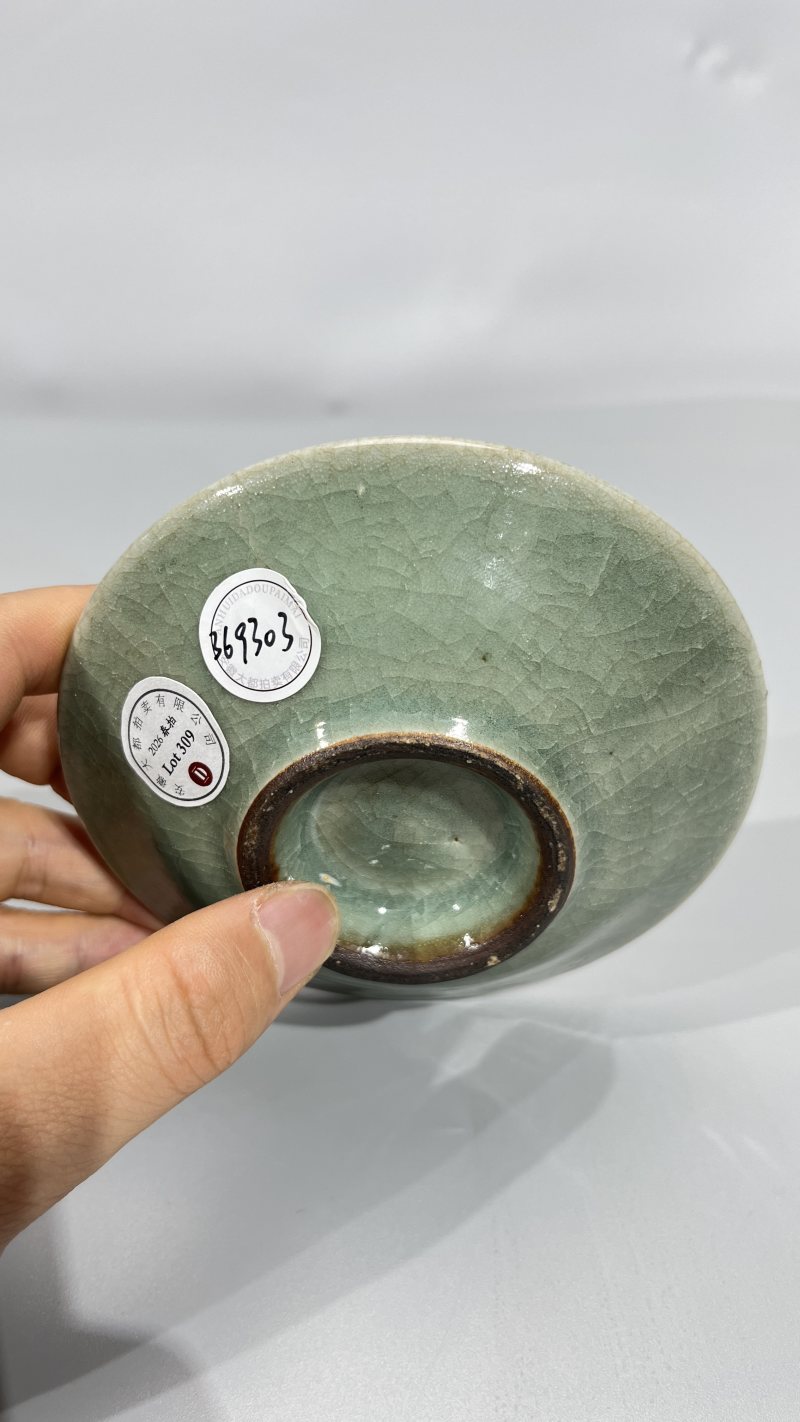 明早期 翠青仿官釉笔掭 - 图5