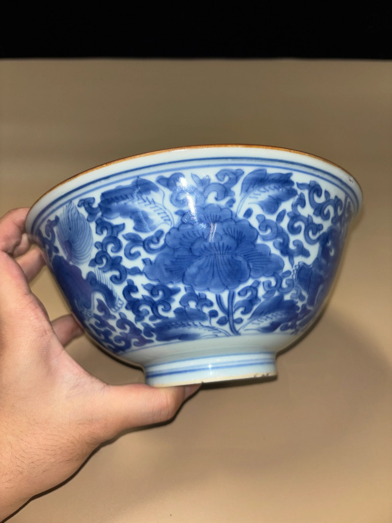 清康熙 青花狮子穿花大碗 - 图4