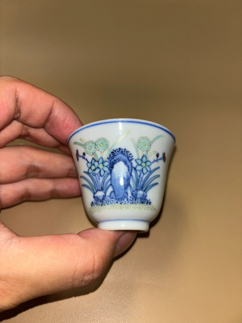 清光绪 斗彩水仙纹杯 - 图4