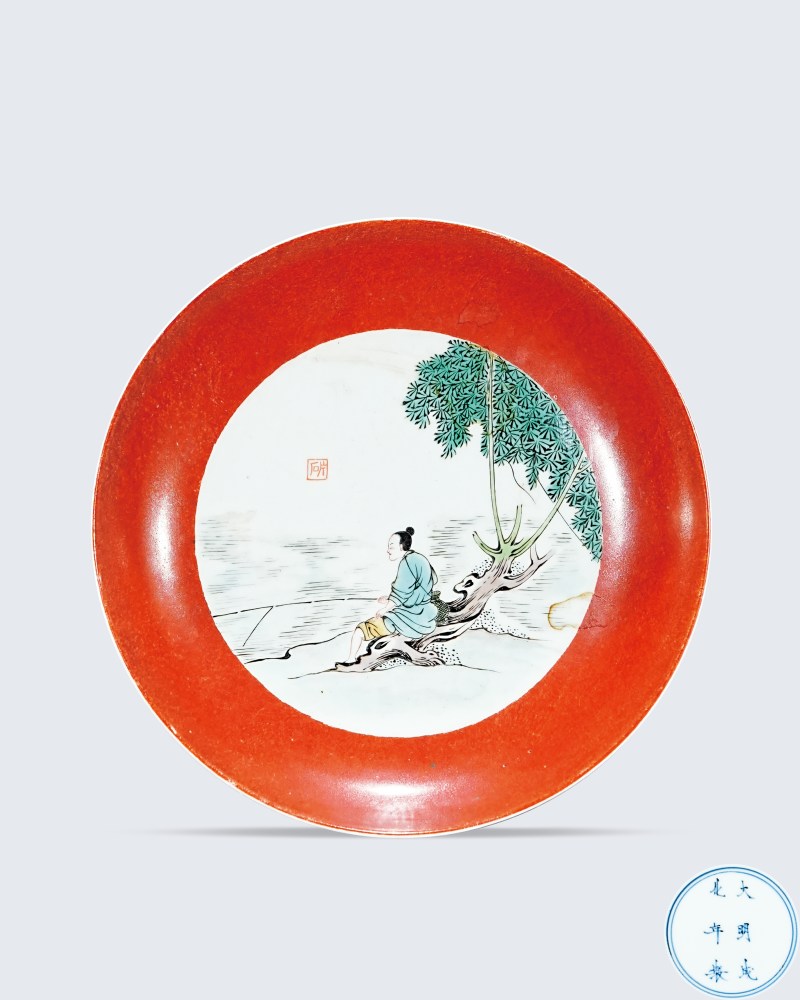 清康熙 粉彩人物盘