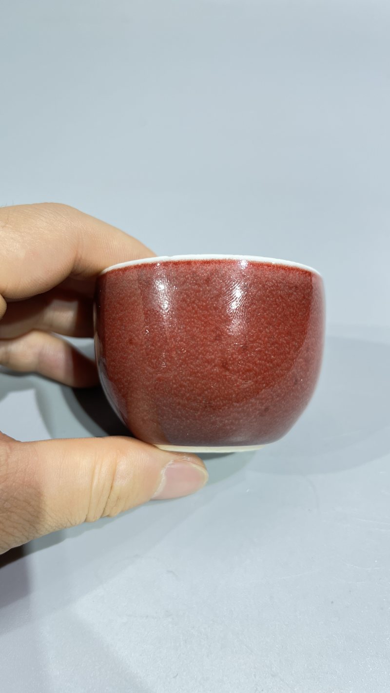 清 红釉杯（一对） - 图8