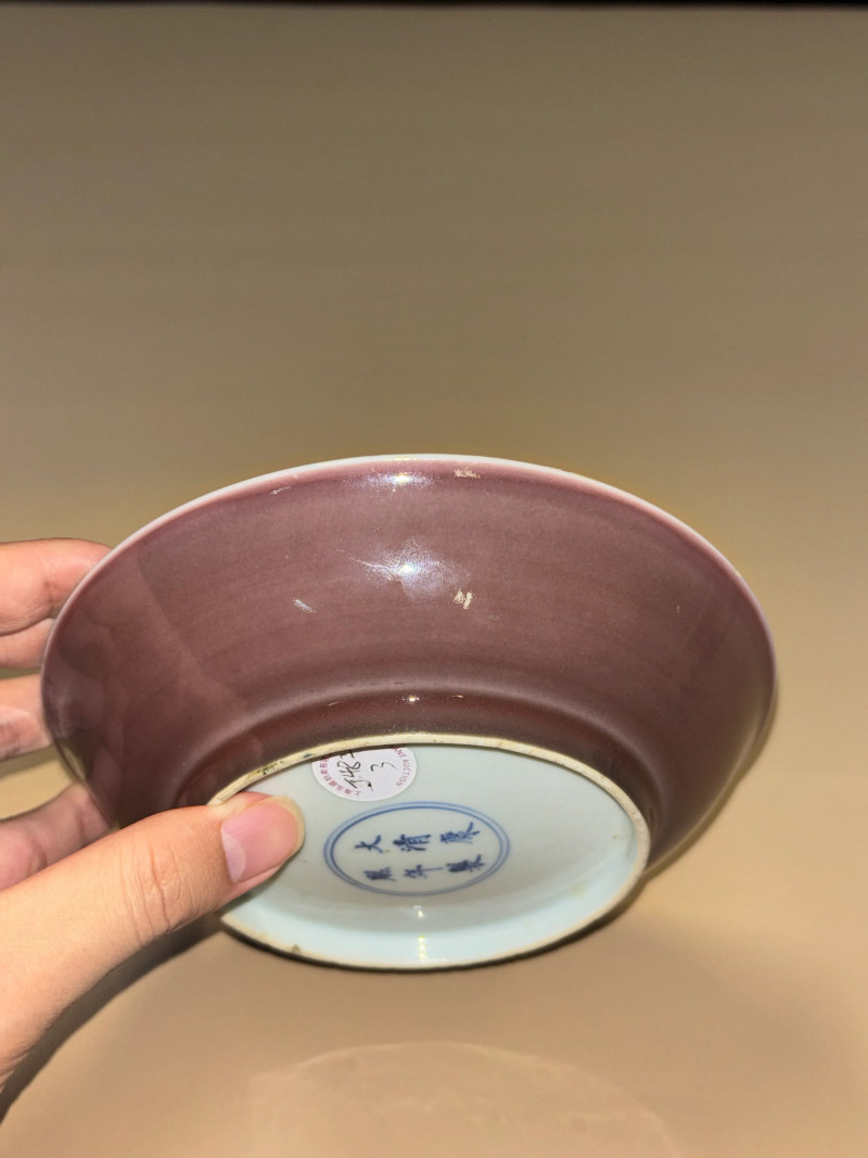 清康熙 霁红釉盘 - 图7