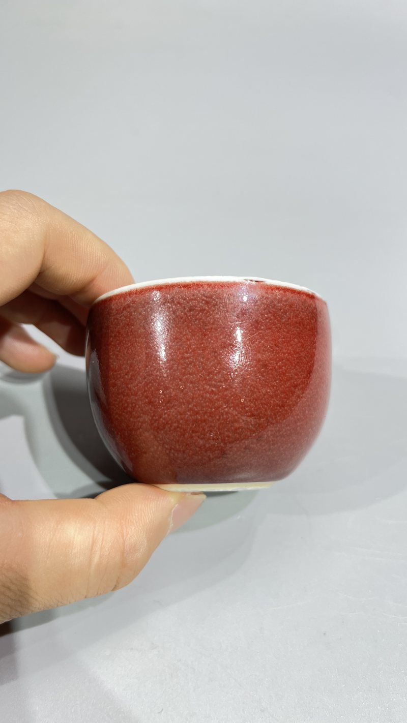 清 红釉杯（一对） - 图10